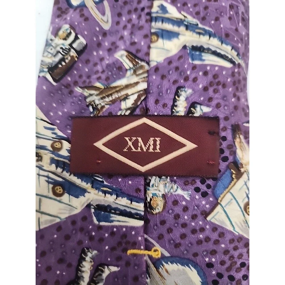 Tie Xmi Hand Made 100% Silk Men’s Necktie Made In USA Space Ships & Astronauts